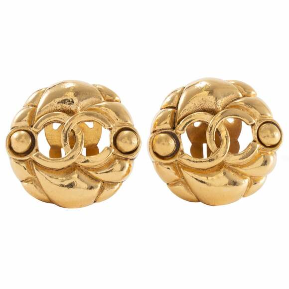 Chanel Cc Logo Round Clip-On Earrings #228919C73B